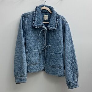 Seventy + Mochi Quilted “Heidi” Jacket with Ruffle Collar